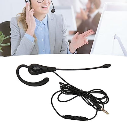Single Ear Headset with Microphone, Wired Noise Cancelling Monaural Office Headset, Lightweight Call Center Earpiece for PC Phone Laptop, Durable Corded Design for Customer Service (3.5mm) - size: 3.5mm