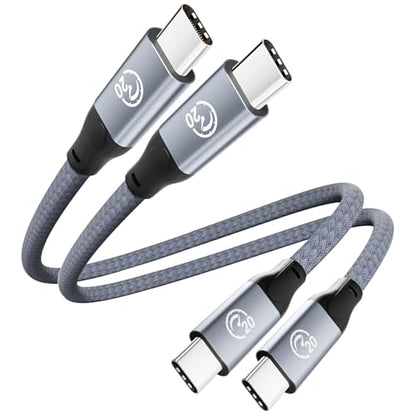 USB C to USB C Cable 100W 0.6FT 2Pack, Short USB C 3.2 Gen 2 20Gbps Cable - color: Gray, size: 0.6FT(2PACK)