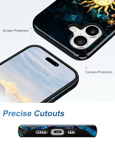 Magnetic Flower Phone Case for iPhone 17 Pro, Blue | Compatible with MagSafe, Cute Stained Glass Beach Aesthetic, TPU and PC Protective Phone Cover for Women Men Girls Boys - color: Blue Beach