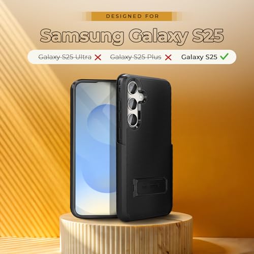 MOTIVE for Samsung Galaxy S25 Case with Belt Clip and Stand | 6.2" | Case & Holster, MagSafe compatible, built-in Kickstand Horizontal, 360° rotating belt clip, slim low-profile fit - size: s25