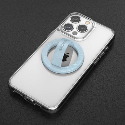 Encased Magnetic Phone Grip Holder (Compatible with MagSafe) Thin Silicone Finger Loop Ring for iPhone (Blue Glitter) - color: Blue Glitter