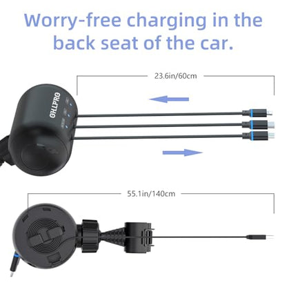 OHLPRO Multi Car Retractable Backseat 3 in 1 Car Charging Station Box - size: Standard | 3-IN-1 Charging Station