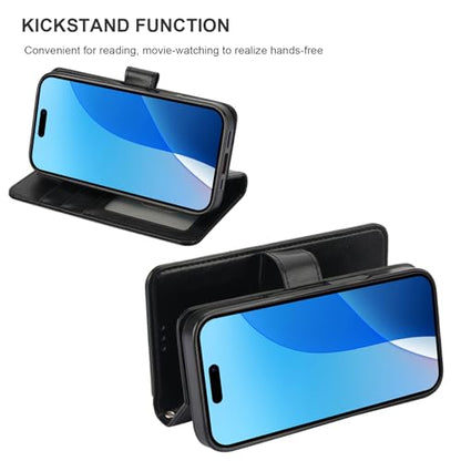 Bocasal Detachable Wallet Case Card Holder for iPhone 16, Black | RFID Blocking Kickstand Card Slots Holder PU Leather Magnetic Shockproof Wrist Strap Removable Flip Protective Cover 6.1 inch - color: Black