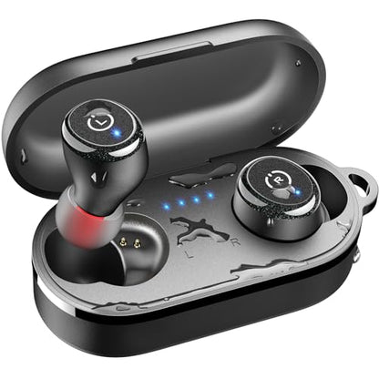 TOZO T10 Wireless Earbuds Powerful Bass Stereo Wireless Charging, APP, IPX8 - color: Black