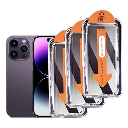 Screen Protector Privacy for iPhone 14Pro/15/16, Anti-Spy Tempered Glass Private, Edge Protection Screen Protector with Installation Frame, 9H Glass Scratch Resistant,3Pack