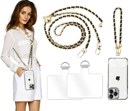 2Pcs Phone Crossbody Lanyard and Wrist Strap, Universal Cell Phone Lanyard Strap with 2Tether Tab - color: E