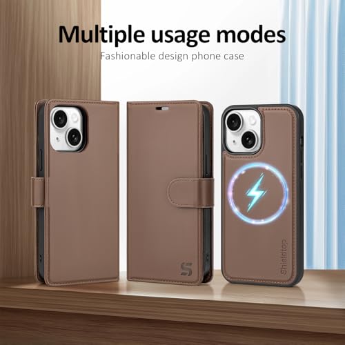 Shieldtop Compatible with MagSafe iPhone 13 Wallet Case,Coffee - color: Coffee, size: iPhone 13 - 6.1"