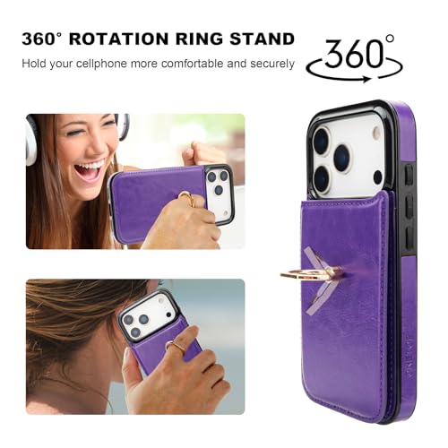 ONETOP for iPhone 18/17 Pro Wallet Case with Credit Card Holder,Purple - color: Purple