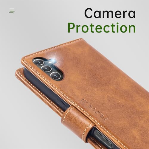 FLIPALM Wallet Case for Samsung Galaxy A37 5G, Card Holder, Grayish-Brown | Card Holder, RFID Blocking, PU Leather Folio Flip, Kickstand, Protective Shockproof Cover - color: Grayish-brown