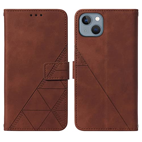 Wallet Case with Wrist Strap for iPhone 13/14 (Brown) | Card Holder Slots, PU Leather, TPU Interior Protective, Stand, Folio Flip Cases Cover, 13/14 Phone 6.1 inch - color: Brown