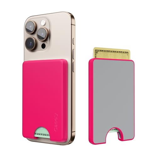 Casely MagWallet | Think Pink | Neon Pink | Slim Wallet Card Holder | Compatible with MagSafe | Soft-Touch Hard Silicone | Holds Up to 3 Cards - color: Think Pink | Neon Pink