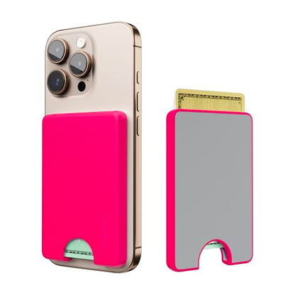 Casely MagWallet | Think Pink | Neon Pink | Slim Wallet Card Holder | Compatible with MagSafe | Soft-Touch Hard Silicone | Holds Up to 3 Cards - color: Think Pink | Neon Pink