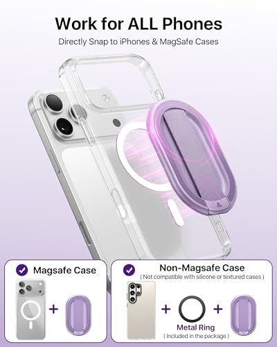 andobil [2026 Woven Comfort] Magnetic Phone Grip for MagSafe w/Finger Strap - color: Purple