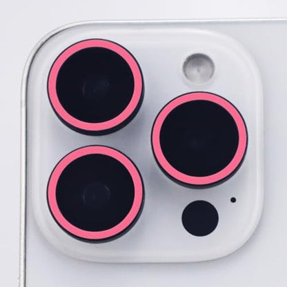 Luminous Camera Lens Protector for iPhone 16 Pro / 16 Pro Max Metal Ring Tempered Glass Glow in The Dark Lens Cover (3PCS) (Pink, for iPhone 16 Pro/16 Pro Max) - color: Pink