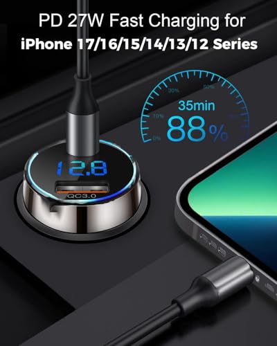 SUPERONE Pure Copper USB C Car Charger, 45W Dual Port Fast Charger