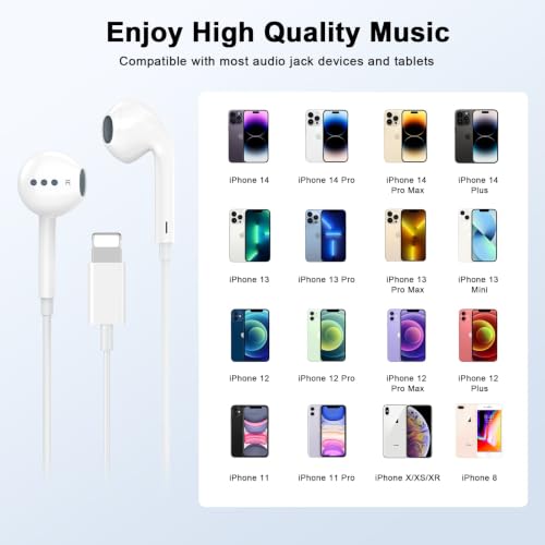 2 Pack Apple MFi Certified iPhone Headphones Wired with Lightning Connector - color: LWhite
