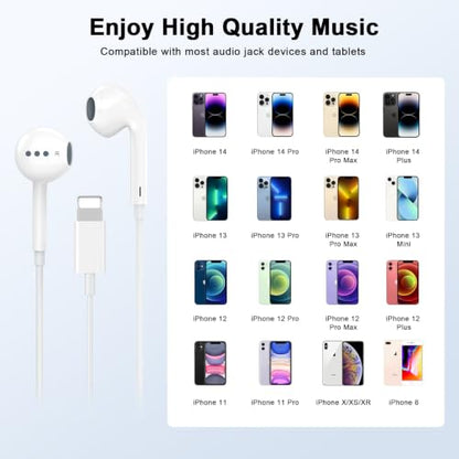 2 Pack Apple MFi Certified iPhone Headphones Wired with Lightning Connector - color: LWhite