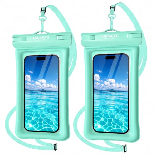 IPX8 Waterproof Phone Pouch 2 Pack-Up to 8.0"，Adjustable Neck Lanyard Floating Waterproof Phone Case for iPhone,Phone Dry Bags for Vacation Beach Pool Travel Essentials Green