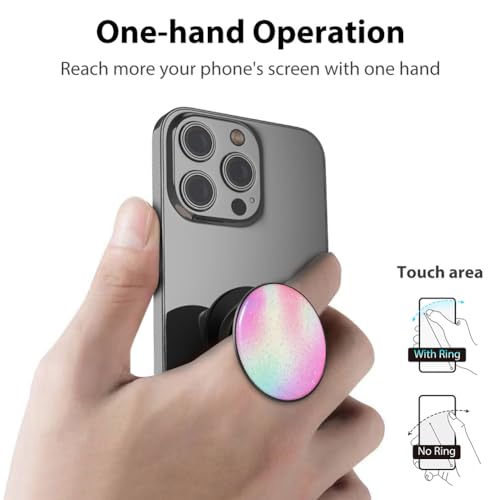 Phone Grip, Phone Ring Holder Finger Kickstand, 360°Rotation & Adjustable Metal Cell Phone Rings Gripper Stand Work with Magnetic Car Mount for iPhone Samsung & Other Phones - Rainbow - color: Rainbow