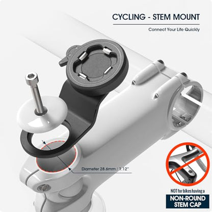 Bike Stem Phone Mount with Shockproof Silicone Grip – Quick-Lock Aluminum Out-Front Holder with Quad Safety Buckles & Elastic Strap, Fits 4.0”–6.7” Phones – Secure Fit for Road & Urban Rides - style: 【4-Buckle Style】Handlebar Mount + Silicone Adapter - Bl