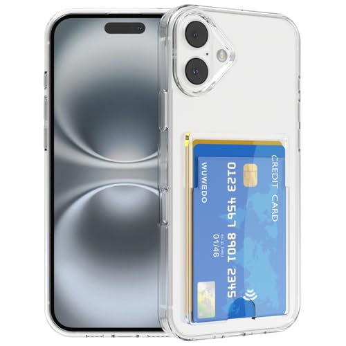for iPhone 16 Plus Clear Card Case - Hybrid Slim Fit Transparent Wallet Cover with Card Holder Slot, TPU + PC, Anti-Yellowing, 6.7" 2024 - color: Clear, size: iPhone 16 Plus