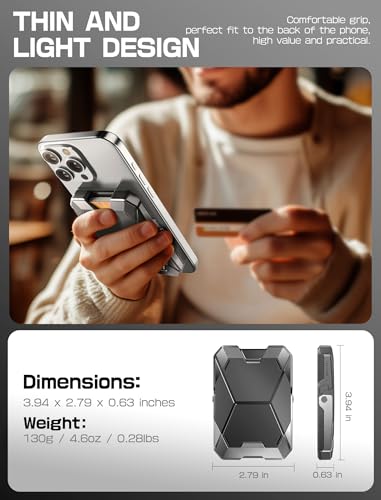i-Blason for MagSafe Wallet with Stand & Money Clip, 6-Card Holder, Silver - color: Silver, size: with Money Clip