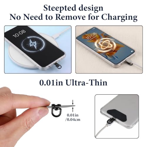 2 Pack Metal Phone Tether Tab, 360° Rotating Phone Lanyard Tab