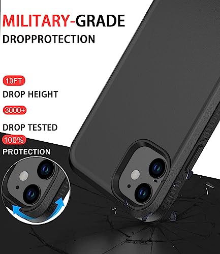 Diverbox for iPhone 12 case [Shockproof] [Dropproof] [Tempered Glass Screen Protector ] Heavy Duty Protection Phone Case Cover for Apple iPhone 12 - color: Black-2in1