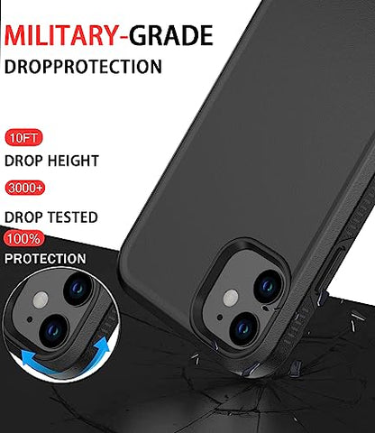 Diverbox for iPhone 12 case [Shockproof] [Dropproof] [Tempered Glass Screen Protector ] Heavy Duty Protection Phone Case Cover for Apple iPhone 12 - color: Black-2in1
