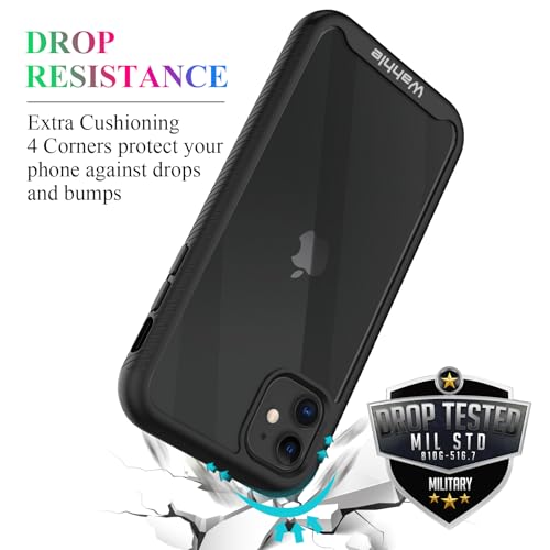 Compatible with iPhone 11 Case, Built in Screen Protector Full Body Shockproof Slim Fit Bumper Protective Phone Cover 6.1'' Men Women-Black/Clear - size: iPhone 11
