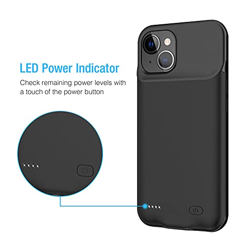 Battery Case for iPhone 13 Mini, Enhanced 6500mAh Ultra Thin Portable Protective Power Smart Charging Case Compatible with iPhone 13 Mini (5.4 inch) Rechargeable Extended Battery Charger Case (Black) - color: Black