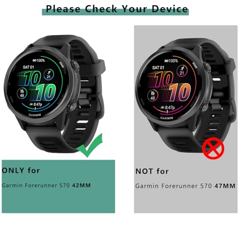 [1+4 Pack] Case with PMMA Screen Protector Compatible with Garmin Forerunner 570 42MM, Bumper Full Coverage Protective Soft Cases Face Cover for Forerunner 570 42MM - size: for Forerunner 570 42MM