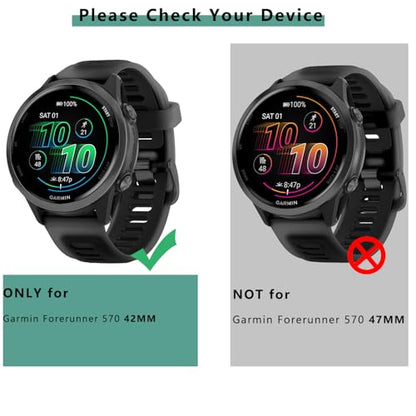 [1+4 Pack] Case with PMMA Screen Protector Compatible with Garmin Forerunner 570 42MM, Bumper Full Coverage Protective Soft Cases Face Cover for Forerunner 570 42MM - size: for Forerunner 570 42MM