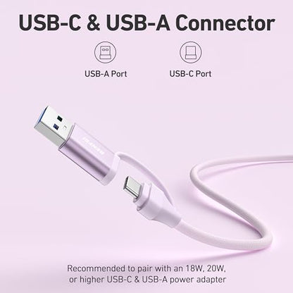 BENFEI Magnetic Wireless Charger Compatible with MagSafe for iPhone 17/16/15/14/13/12, Aluminum, up to 7.5W, 1.5m Cable - color: Purple