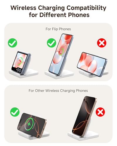 Foldable Wireless Charging Stand for Galaxy Z Flip 8 & Moto Razr Series - color: White