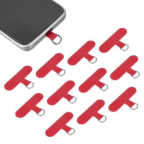uxcell 12pcs Phone Tether Tab, Universal Phone Lanyard Patch T Shape Cell Phones Strap Replacement Part for Most Smartphone Cases, Red - color: Red