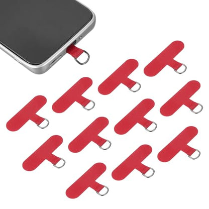 uxcell 12pcs Phone Tether Tab, Universal Phone Lanyard Patch T Shape Cell Phones Strap Replacement Part for Most Smartphone Cases, Red - color: Red