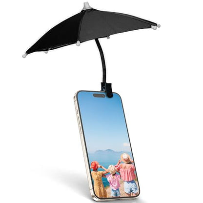 Phone Umbrella for Sun, Clip-On Phone Sun Shade, Universal Fit - color: Black