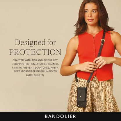 Bandolier Remi Leather Crossbody Phone Case iPhone 17 Pro - Black/Gld - size: iPhone 17 Pro