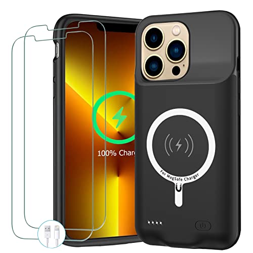 Battery Case for iPhone 13 Pro, Upgraded Real 10000mAh Portable Protective Charging Case with Wireless Charging Compatible with iPhone 13 Pro (6.1 inch) Battery Pack Charger Case with Carplay (Black) - size: iPhone 13 Pro