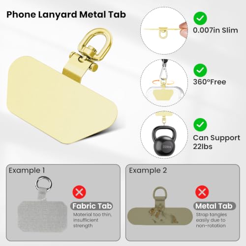 COCASES Metal Phone Tether, Phone Lanyard Tab Universal Phone Lanyard Patch - color: Gold