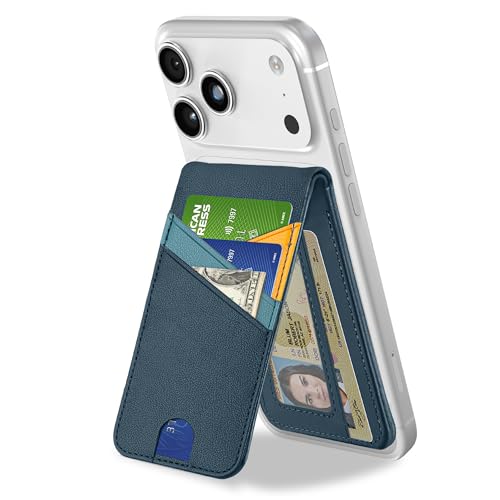 for MagSafe Wallet Magnetic iPhone Card Holder with Adjustable Stand - color: Drak Blue