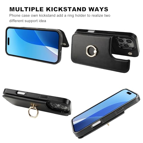 ONETOP for iPhone 16 Pro Max Wallet Case with Credit Card Holder,Black - color: Black