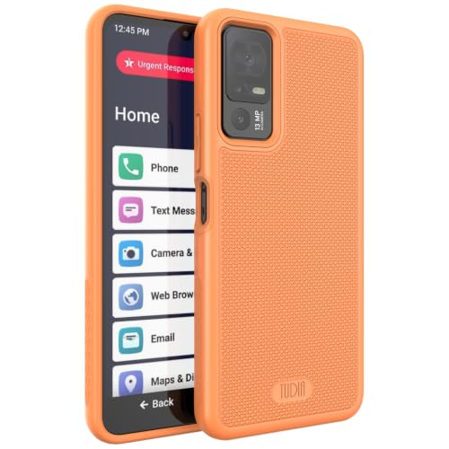 TUDIA MergeGrip for Jitterbug Smart 4 Case T608G, [Military Grade Drop Tested] Shockproof Protection Slim Rugged Dual Layer Heavy Duty Phone Cases for Senior - Orange - color: Orange