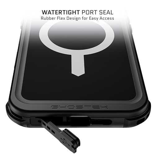Ghostek Nautical Waterproof iPhone 16 Plus Case with Belt Clip Holster - Screen and Camera Protector, Apple MagSafe Compatible, Rugged Heavy Duty Cover (6.7 Inch, Black) - color: Black, size: iPhone 16 Plus
