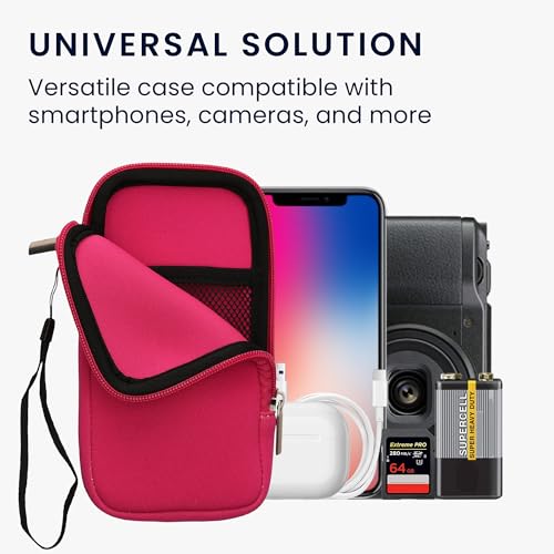 kwmobile Universal Phone Pouch Size XL - 6.7/6.8" - Neoprene Smartphone Pouch with Zip - Water-Repellent Mobile Phone Case - Sleeve in Dark Pink - color: dark pink, size: XL - 6.7/6.8"