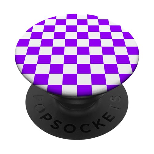 Checkerboard Purple and White | Check Pattern / Checkered PopSockets Adhesive PopGrip - style: Adhesive PopGrip