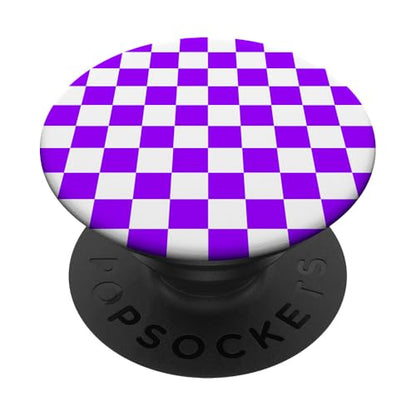 Checkerboard Purple and White | Check Pattern / Checkered PopSockets Adhesive PopGrip - style: Adhesive PopGrip