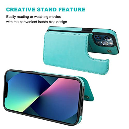 ONETOP for iPhone 13 Pro Wallet Case with Card Holder,LightBlue - color: Light Blue