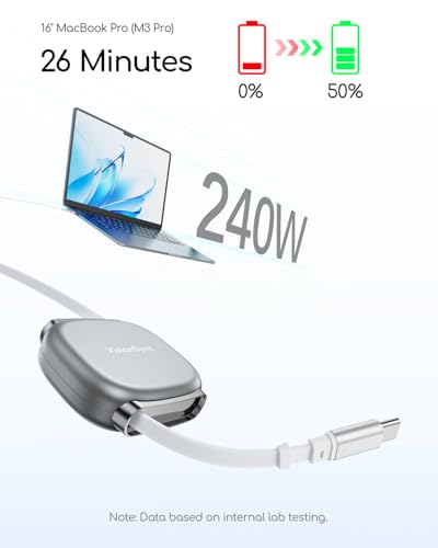 240W Retractable USB C Cable for Phones,Grey,3.3ft,2pack - color: Grey, size: 2Pack-3.3ft